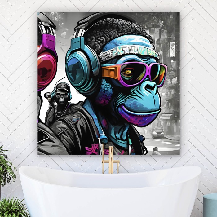 Affenportrait im Street Style Quadrat