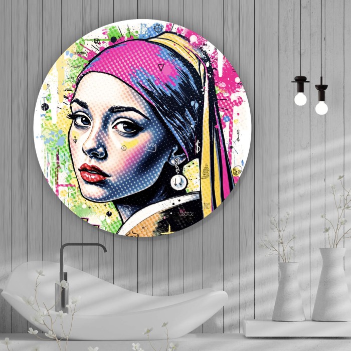 Buntes Frauen Porträt mit grafischen Elementen Urban Kreis