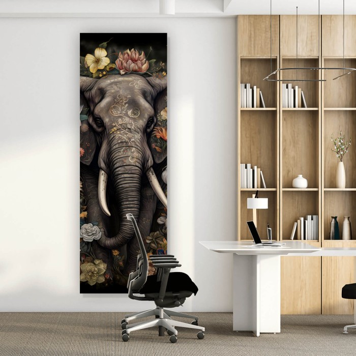 Elefant Boho mit Blumen Panorama Hoch