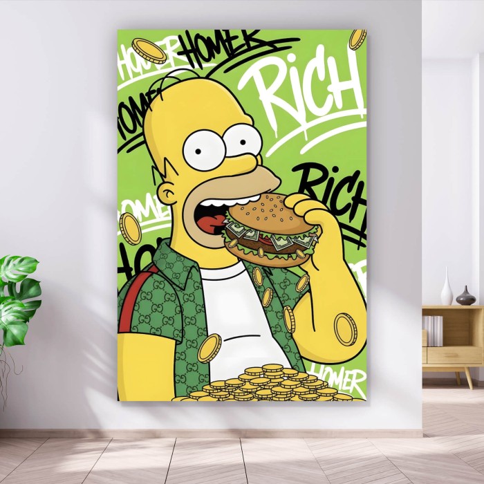 Figur Isst Burger mit Geld Hochformat