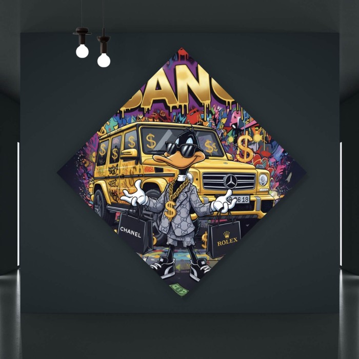 Luxus Ente mit Auto und Geld Raute