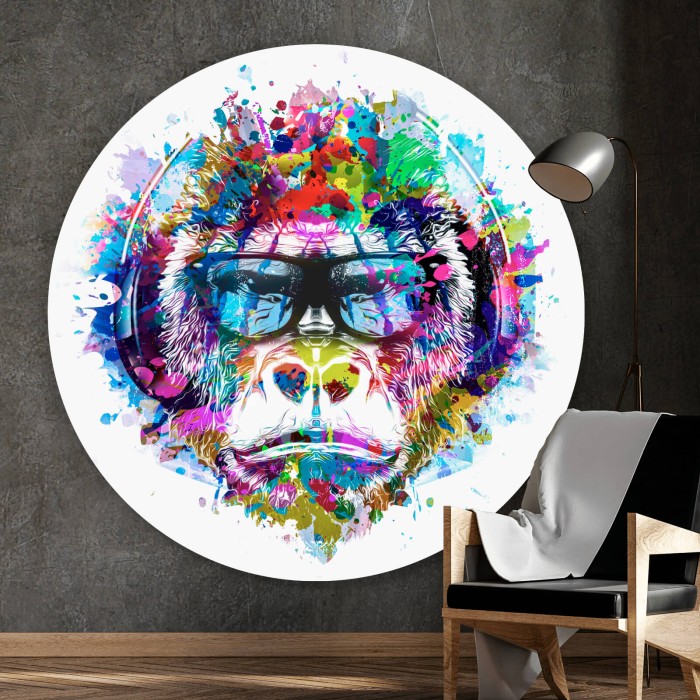 Pop Art Affe mit Kopfhörer Kreis