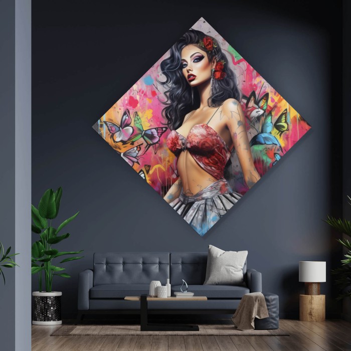 Südländische Burlesque Tänzerin Digital Art Raute